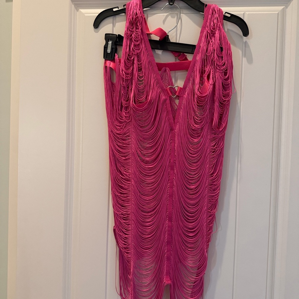 Hot Pink Fringe Party Dress